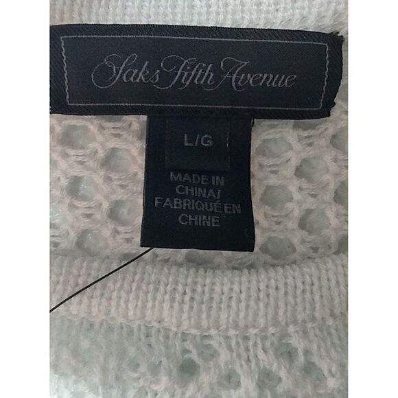 Saks 5th Avenue White 100% Cotton Sweater Size Large NWT - Picture 4 of 11